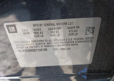 2016 Chevrolet Cruze Limited Ls Auto from USA, damaged, VIN 1G1PC5SH5G7199109